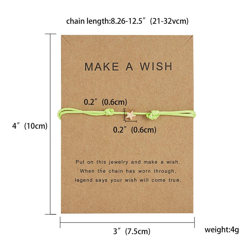 HUNO Simple Adjustable Braided Heart Shaped Bracelet with Wish Cards Star Wrap Wristband Bangle for Women Friendship Jewelry 5Pcs/Pack-Star - Image 4
